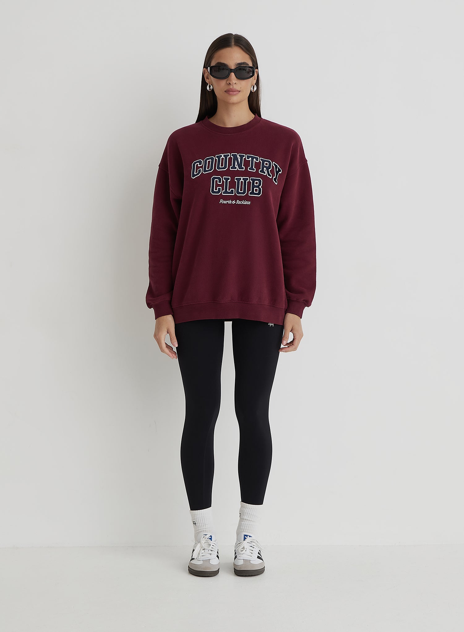 Burgundy Country Club Slogan Classic Longline Sweatshirt